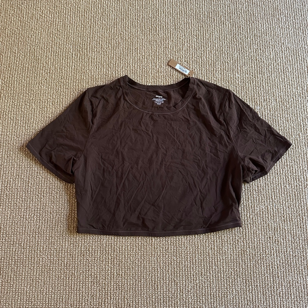 Skims Cocoa Fits Everybody Crop Top, Size 3X NWT - Picture 1 of 3